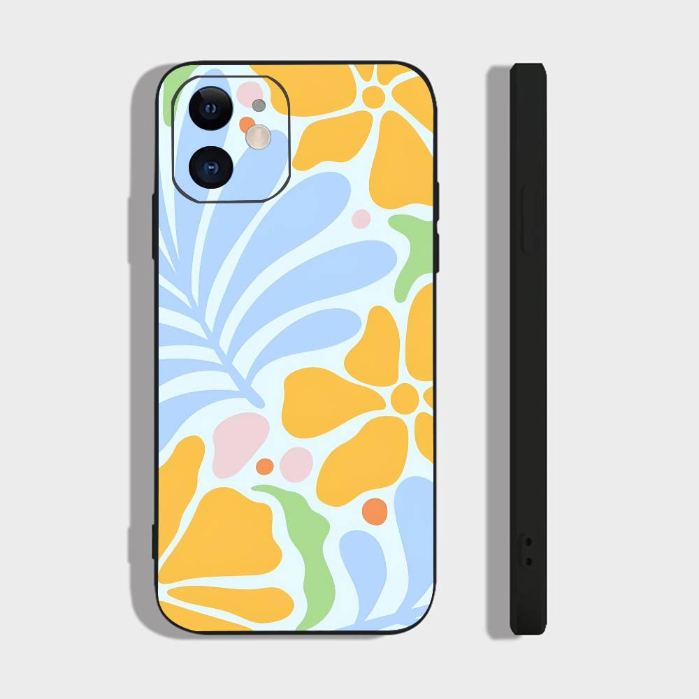 Художественный цветок Для IPhone 13,17,11,12,16,14,15,Plus,Pro Max Мягкий силиконовый черный чехол для телефона