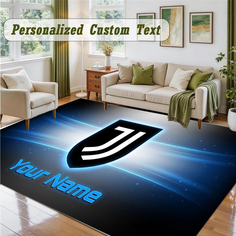 Crystal Velvet Square Rug Custom NameJuventus FC Pattern Non Slip Home Floor Decor Rug