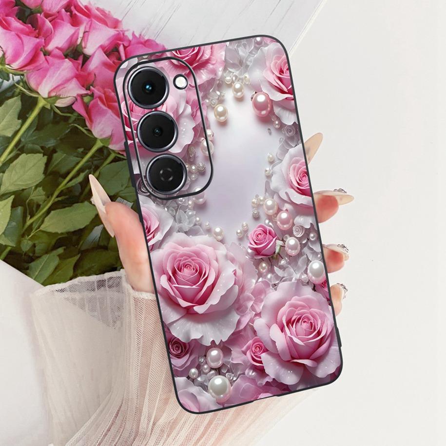 Чехол для Tecno Spark 40 Pro 40Pro+ 4G Чехол Модный Цветочный Чехол для Телефона Тонкий Черный Силиконовый Мягкий Чехол для Tecno Spark40 40C Корпус