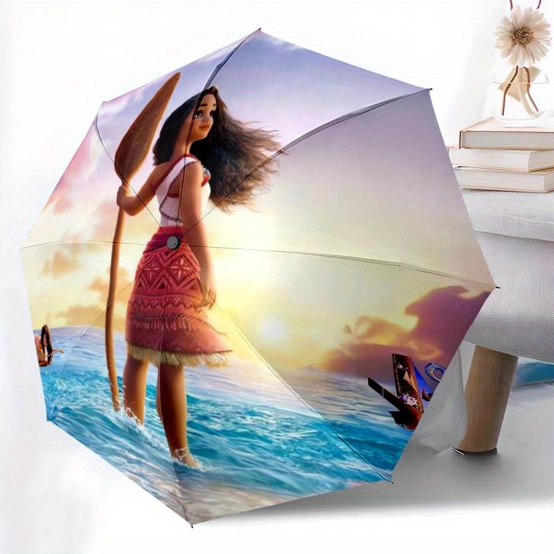 Moana's Adventure Durable Cartoon Folding Umbrella, Portable 3-Fold Compact Umbrella for Men and Women, Suitable for Travel or Daily Use.Y07