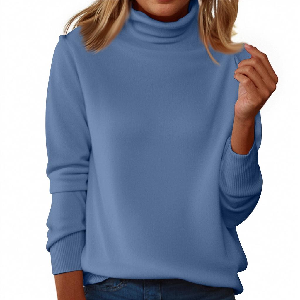 Women's Slim Fit Temperament Wool Long Sleeve Seamless Turtleneck Sweater