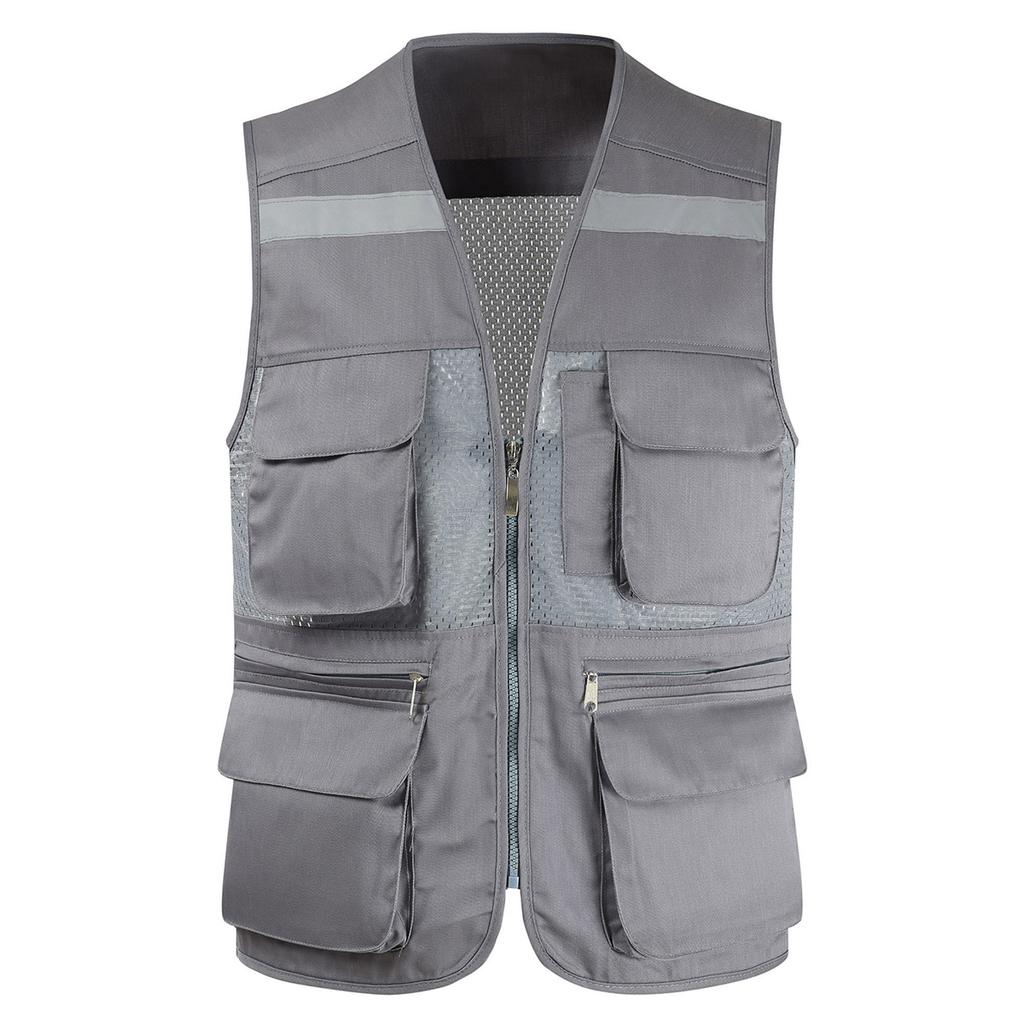 Men's Summer Mesh Vest Photography Work Multi-Pockets Outdoors Journalist's Vest Sleeveless Jackets