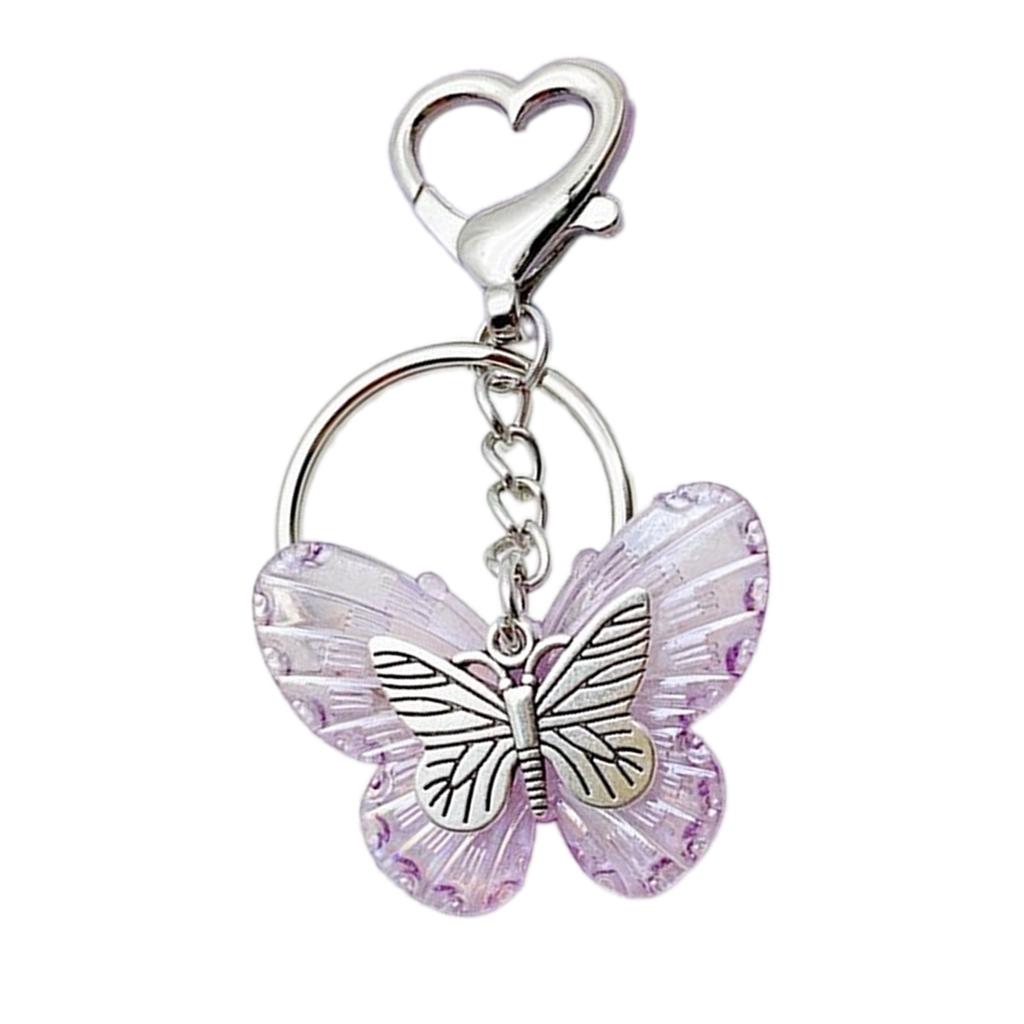 Elegant Butterfly Shaped Keychain Colorful Key Charm Transparent Butterfly Keyring Handbag Decoration for Women Girl