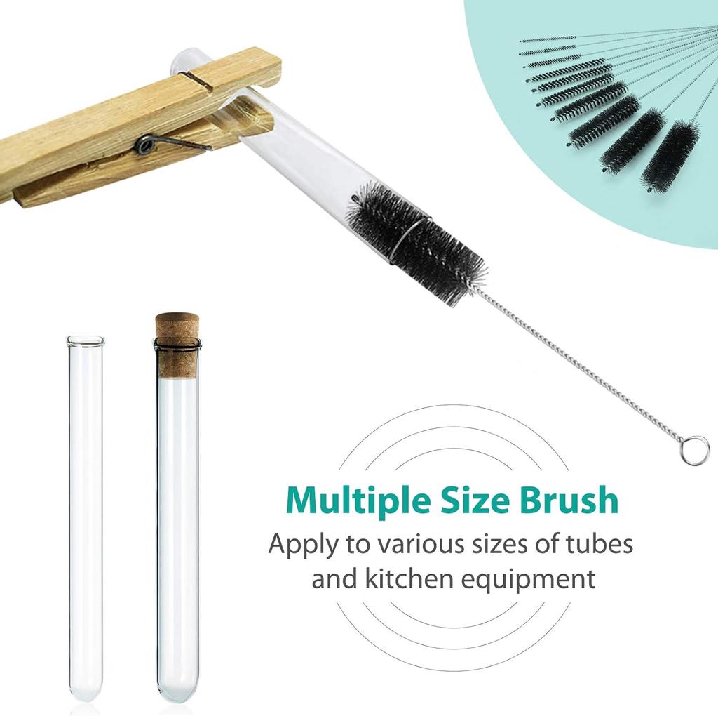 Щетки для чистки бутылок, набор щеток для нейлоновых трубок 8 дюймов, очиститель для бутылок с узким горлышком, чашки с крючком, набор из 10 шт.