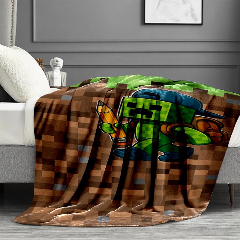 Minecraft Print Blanket - Soft & Comfortable, for Bedroom, Travel, Sofa, Home Decoration - Birthday Christmas Gift for Friend