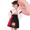 Taisho Roman Hakama Cosplay Cat Kimono Japanese Clothes Lolita Cat Pattern Halloween Short Length L [sac Taske] (White Size)