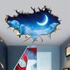 3D Художественные наклейки на стену «Звездное небо», «Метеор», «Полумесяц», Виниловые наклейки, Декор для дома, Эстетичная комната, Потолок, Ночной вид, Обои