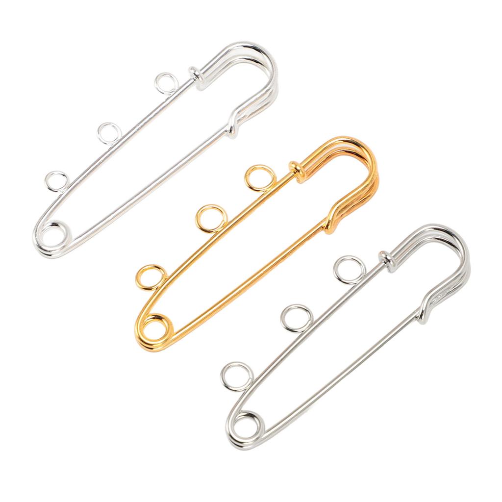 30pcs Brooch Pins with 3 Holes Safety Pins Brooch Heavy Duty Kilt Pins Fasteners for DIY Crafts Sewing Clothing Blanket