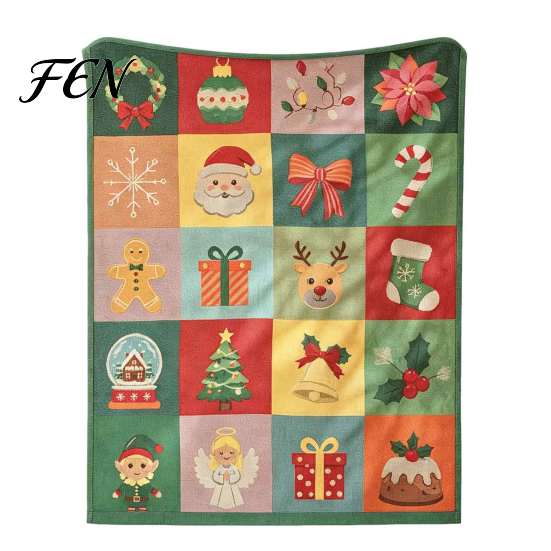 Soft Polyester Wall Hanging Halloween Patchwork Throw Blanket, 90s Vintage Plaid Tapestry with Ghost Pumpkin Bat, Cozy Gift for Housewarming
