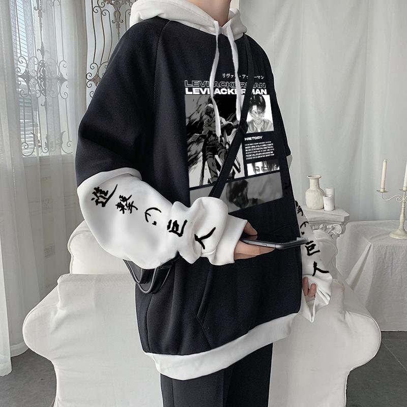 Атака титанов аниме одежда герой Леви Аккерман принтованный капюшон мужчины женщины большие толстовки повседневная толстовка Harajuku пуловер