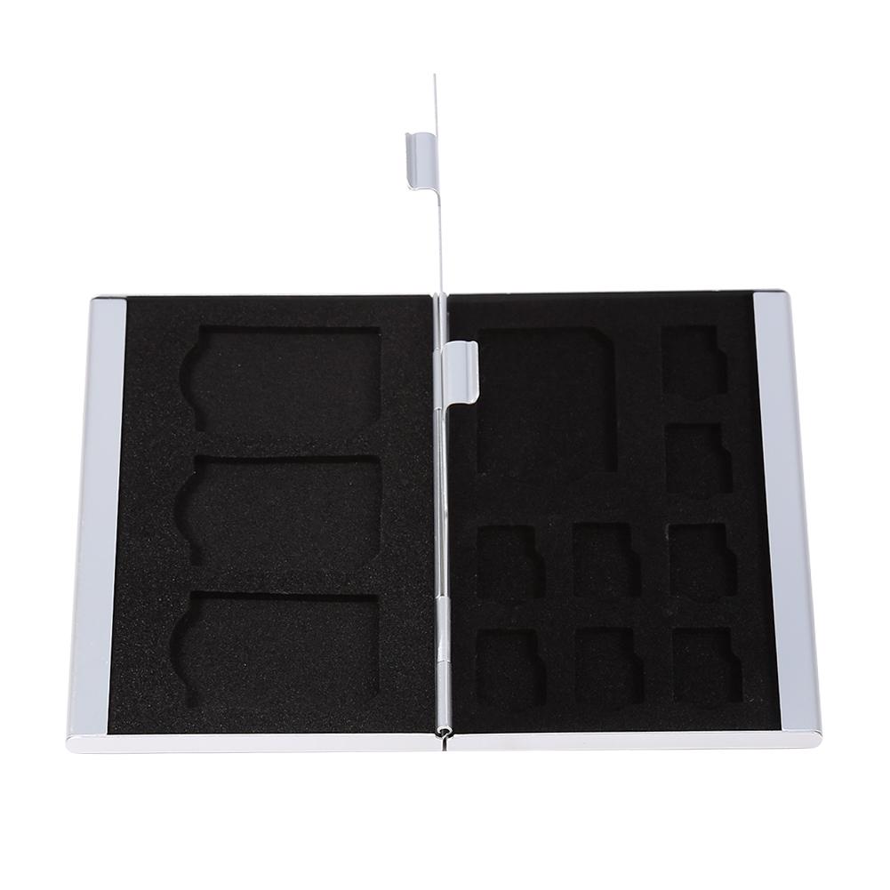 12 Slots Aluminium Box Case For Card And TF Card Holder(Black)