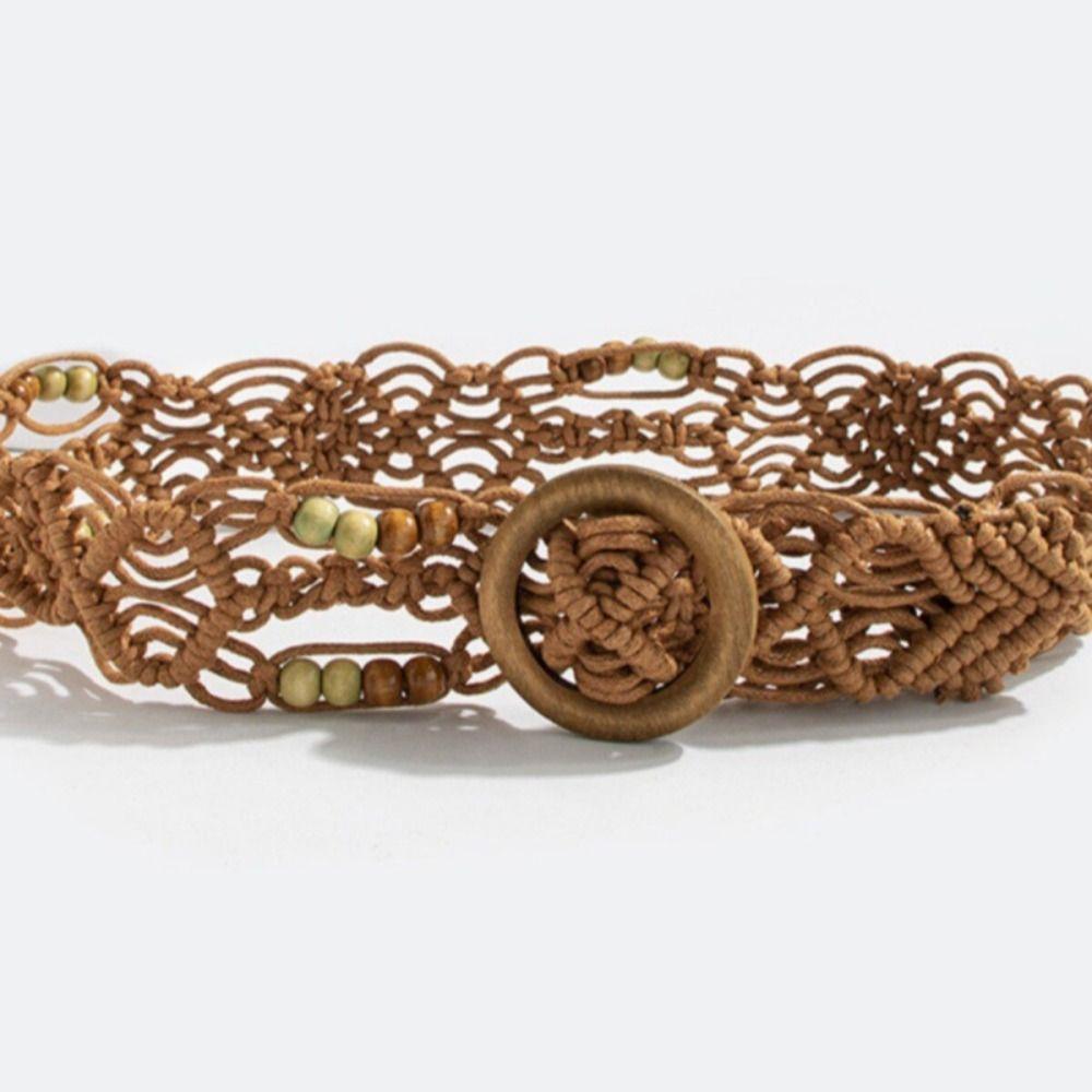 Woven Weave Belt Retro Ethnic Style Waistband Personality Bohemian Style Belt  Dress Decoration