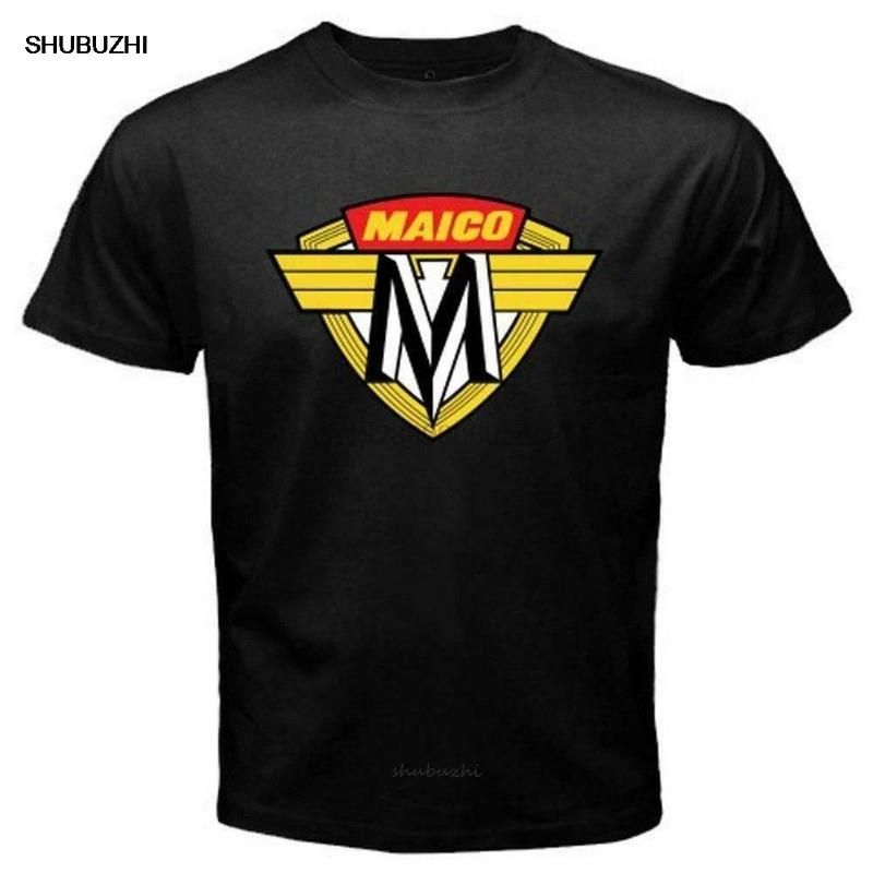 MAICO MOTORCYCLES ЛОГОТИП ЧЕРНЫЙ Высококачественная Летняя Хлопковая Футболка 100% Хлопок EN1 для Мужчин