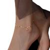 Stainless Steel Minimalist Gold Color Bead Anklets, Women's Summer Beach Simple Flat Chain Bracelet Barefoot Anklets, Zircon Fo