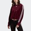adidas Оригинальные Укороченные Худи на молнии с V-образным вырезом Повседневный Пуловер Американский Винтаж Спортивный Полосатый Колледжный Свитшот Женские Худи Темно-Фиолетовый FN2793