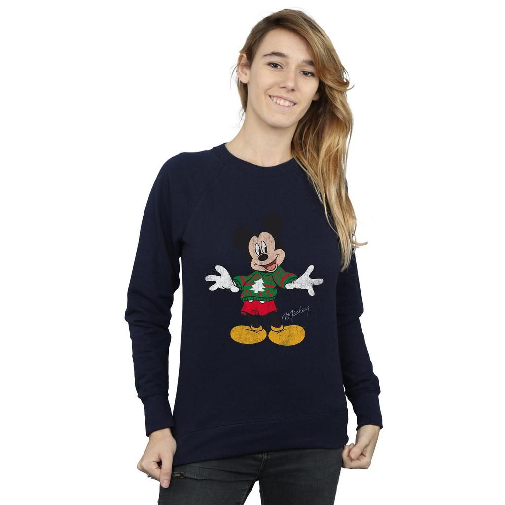 Disney Womens/Ladies Mickey Mouse Christmas Jumper Sweatshirt