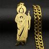 San Judas Tadeo Necklace Hollow  Religion Pendant Stainless Steel Chain Saint Jude Thaddeus Necklaces Jewelry Party Gift ZZZ697