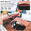 For iPhone 16 Leather Case Magnetic Closure Wallet Stand Phone Cover with Crossbody Strap