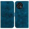 For TECNO Spark 30 Pro 4G Stand Case Lily Flower Imprint Leather Phone Cover with Wrist Strap