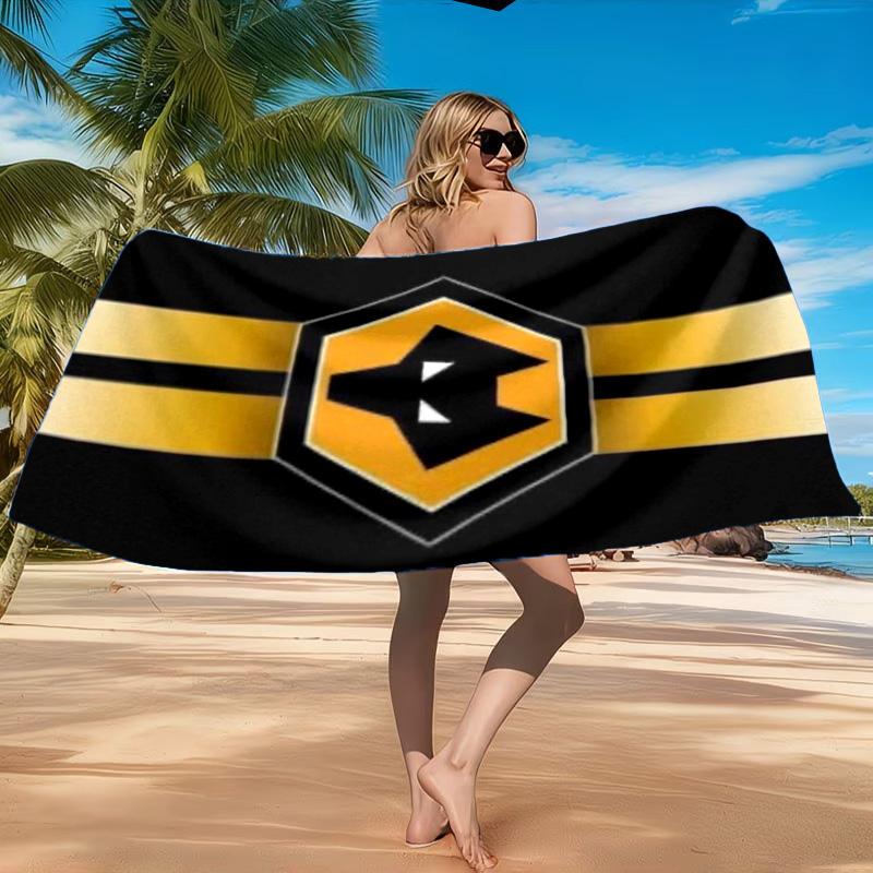 Wolves Team Emblem Printed Microfiber Beach Towel, Soft And Absorbent, Quick-Dry, Ideal for Summer Travel, Beach Essential, Swimming Pool