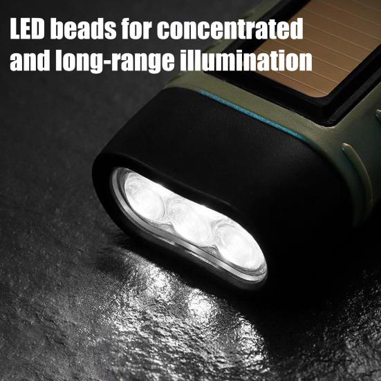 Солнечный и ручной фонарик 5-в-1 Аварийный светодиодный свет с зарядкой Type-C Водонепроницаемый портативный внешний аккумулятор для кемпинга и использования на открытом воздухе