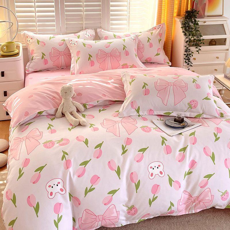 Комплект из четырех простыней, постельное белье, пододеяльник из стираного хлопка с пескоструйной обработкой, простыня, односпальное одеяло для спальни, комплект из трех предметов