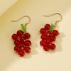 Sweet Retro Red Grape Earrings Female Fresh Summer Theme Fruit Design Dangling Drop Earrings Girls Versatile Fashion Accessories