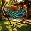 Heavy Duty Canvas Hammock With Metal Stand Adults Outdoor Garden Patio Balcony Relaxation Swing Chair