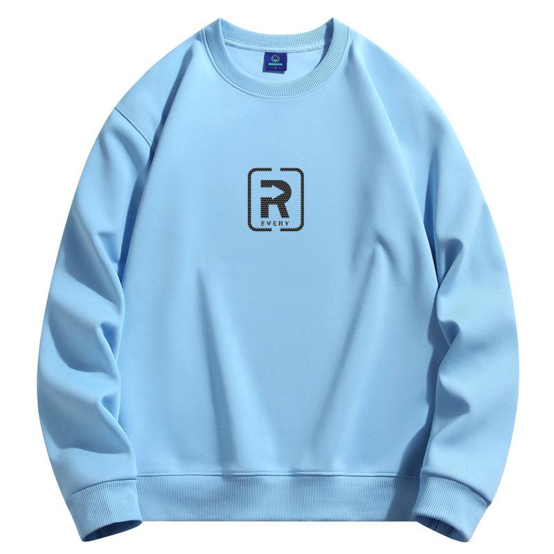 Толстовка мужская с круглым вырезом и узором R, модная повседневная, с длинным рукавом, большого размера 