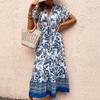 Summer Women's Dress Casual A-line Long Ethnic Printed Dresses
