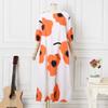 Women Plus Size Off Shoulder Floral Print 3/4 Sleeve Dresses