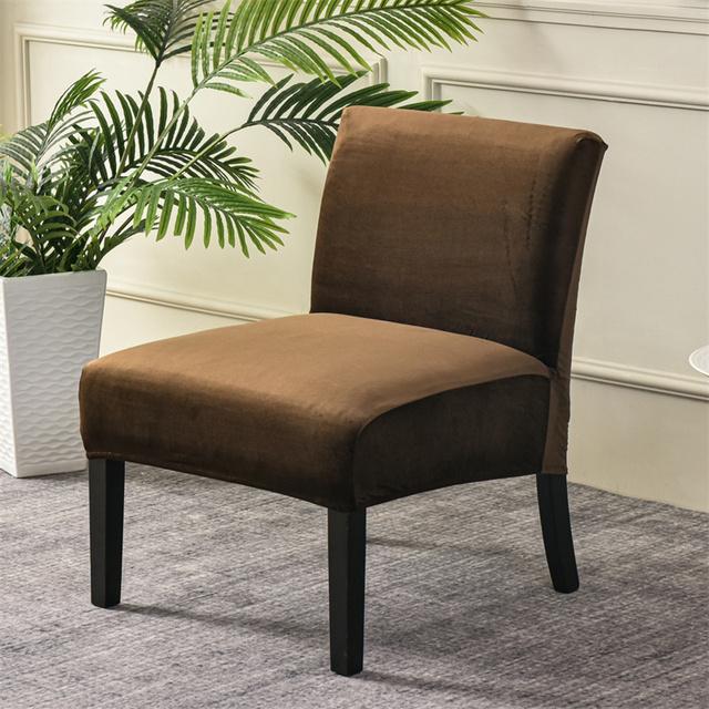 Velvet Armless Chair Cover Solid Single Sofa Slipcover Nordic Accent Stretch Chair Covers Elastic Cheap Couch Protector Cover