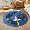 Круглый ковер-мат на космическую тему, коврик, украшение для дома, ковер для детской комнаты с рисунком астронавта, ракеты, планет, противоскользящий коврик для пола, ковер для спальни
