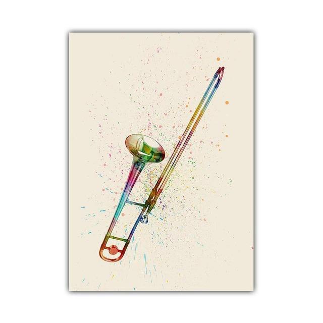 New Graffiti Art Musical Instrument Canvas Painting Wall Art Saxophone Guitar Violin Poster Living Room Home Decoration Mural No Frame