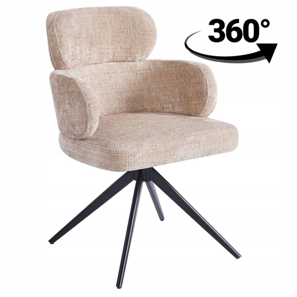 360-degree swivel chair, beige, upholstered, for living room and office, Furnitex