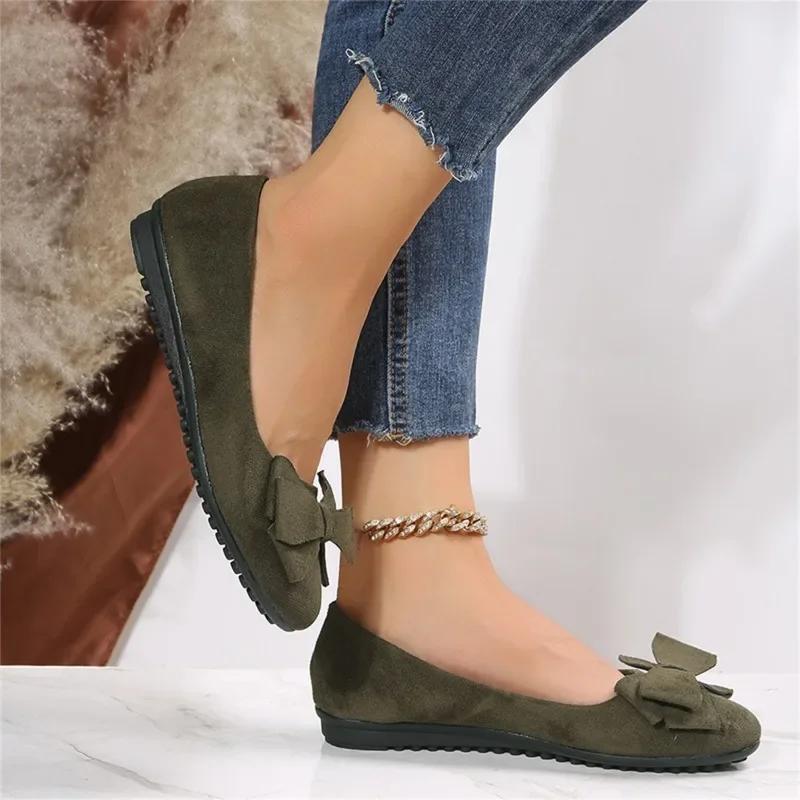 2024 New Bow Women's Flat Shoes Simple Shallow Mouth Round Toe Flat Shoes Women's Spring Summer Autumn Casual Women's Shoes