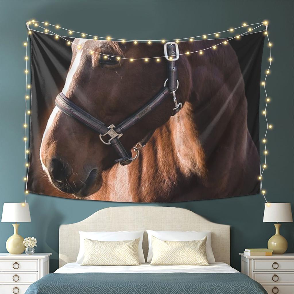Brown Horse Herd Running Galloping Animal Lovers Humor  Tapestry Wall Hanging Aesthetic Home Decoration Tapestries for Dorm Room