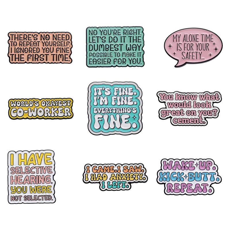 Colorful Creative Inspirational Letter Brooch Geometric Design For Fashion Accessories