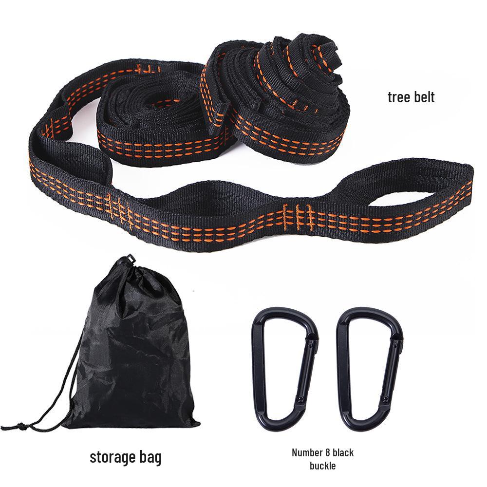 High-Strength Black Polyester Hammock Straps with Multi-Ring Design