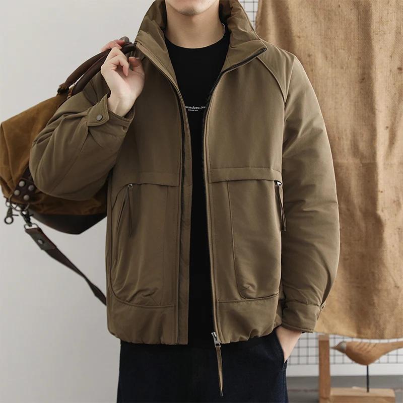 Осень Зима Мужская Свободная Куртка Харадзюку Мужские Куртки Парки Мужская Мода Повседневные Пальто Мужская Верхняя Одежда Черные Хлопковые Утепленные Куртки