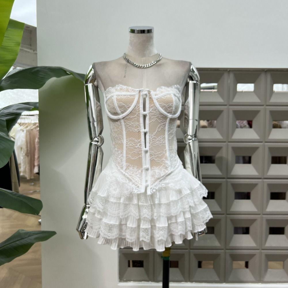 Прозрачный кружевной длинный корсет с цветочной подвязкой, модный безрукавный кроп-топ, весна-лето