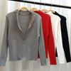 Patchwork Turtleneck Slim Knitted Cardigans for Women Spring Zipper Korean Knitwear Tops Elegant Knit Coat Female