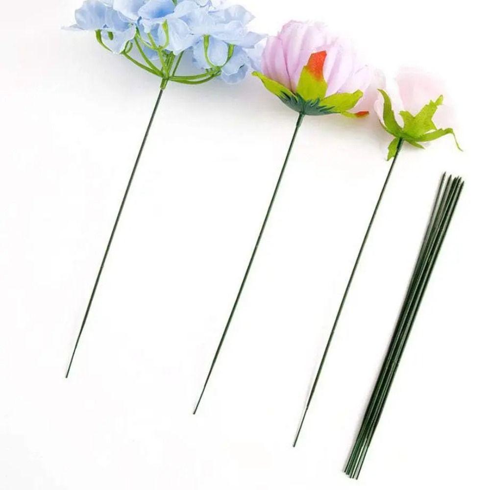 100Pcs DIY Handmade Flower Stem Iron Wire Green Rose Stem Simulation Plant Stem Wedding Celebration