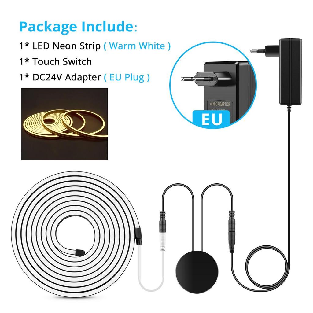 DC24V Black Silicone Tube LED Neon Light Strip With Penetrable Wood Wireless Touch Dimmer Switch DIY Kitchen Cabinet Night Lamp