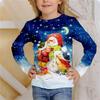 Children's Christmas Snowman 3D Digital Printed Girl Fashion Trend Round Neck Long Sleeved T-shirt
