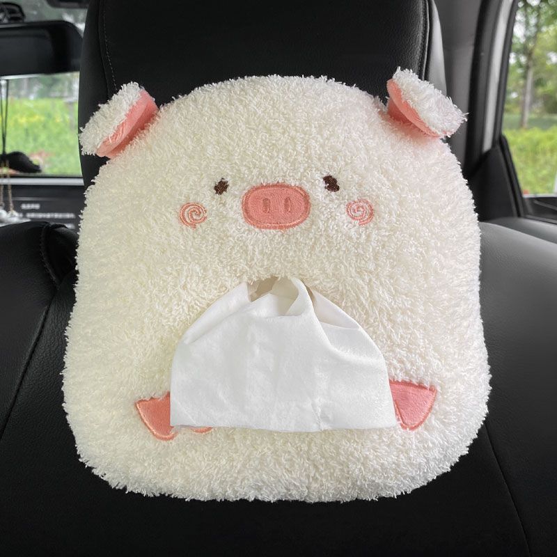 Plush Car Tissue Box Cartoon Cute Creative Car Pendant Car Interior Tissue Box Sun Visor Toilet Paper Box