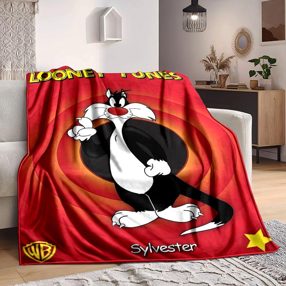 1 шт. Фланелевое покрывало Looney Tunes с персонажами мультфильмов - Легкое, Мягкое, Теплое, Всесезонное покрывало для дивана, кровати, путешествий, кемпинга L1029164