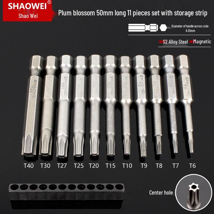 Магнитная 50-мм отвертка-звездочка и набор шестигранных бит для электродрелей