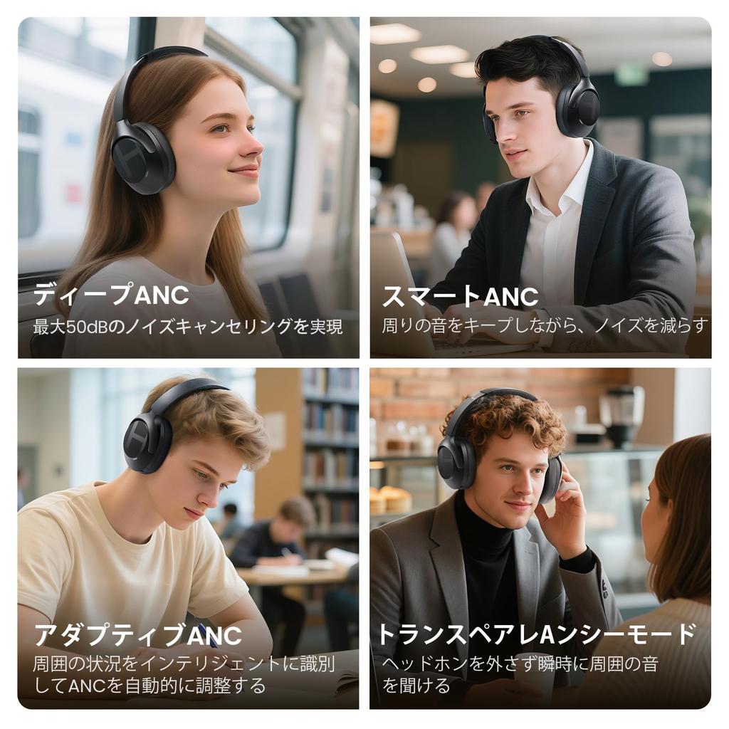 HAYLOU S40 Беспроводные Bluetooth 50 дБ Шумоподавление Пространственный Низкая Задержка Беспроводные и до 90 часов Музыки Удобные Поддерживают Два Устройства Приложение Включает для и Черный