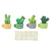 4 Pcs Set Mini Cactus Ornament Refreshing Adorable Resin Miniature Cactus Decor for Office Desk Book